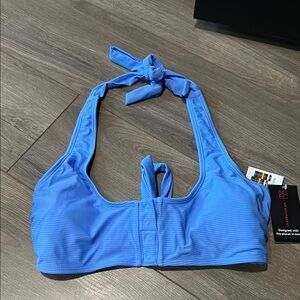 No Boundaries Blue Halter Bikini Top with Adjustable Ties